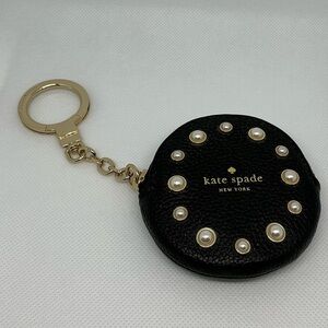 Kate Spade Black Leather Mini Keychain Coin Purse